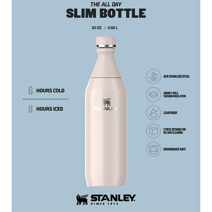 Stanley The All Day Slim Water Bottle (0.6L) - Leakproof, Recycled Stainless Steel