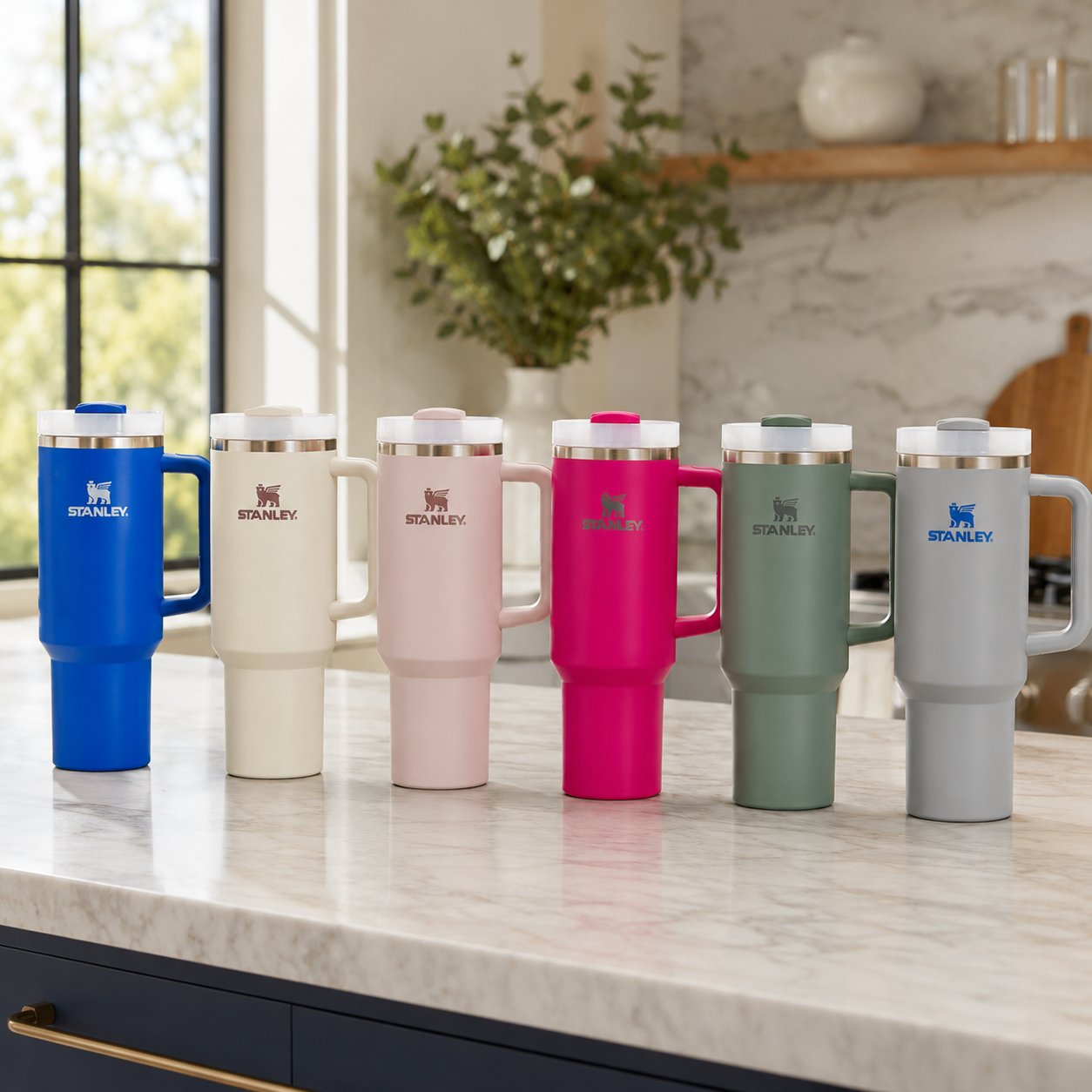 Stanley Quencher H2.0 tumbler, stainless steel vacuum insulated with handle and reusable straw