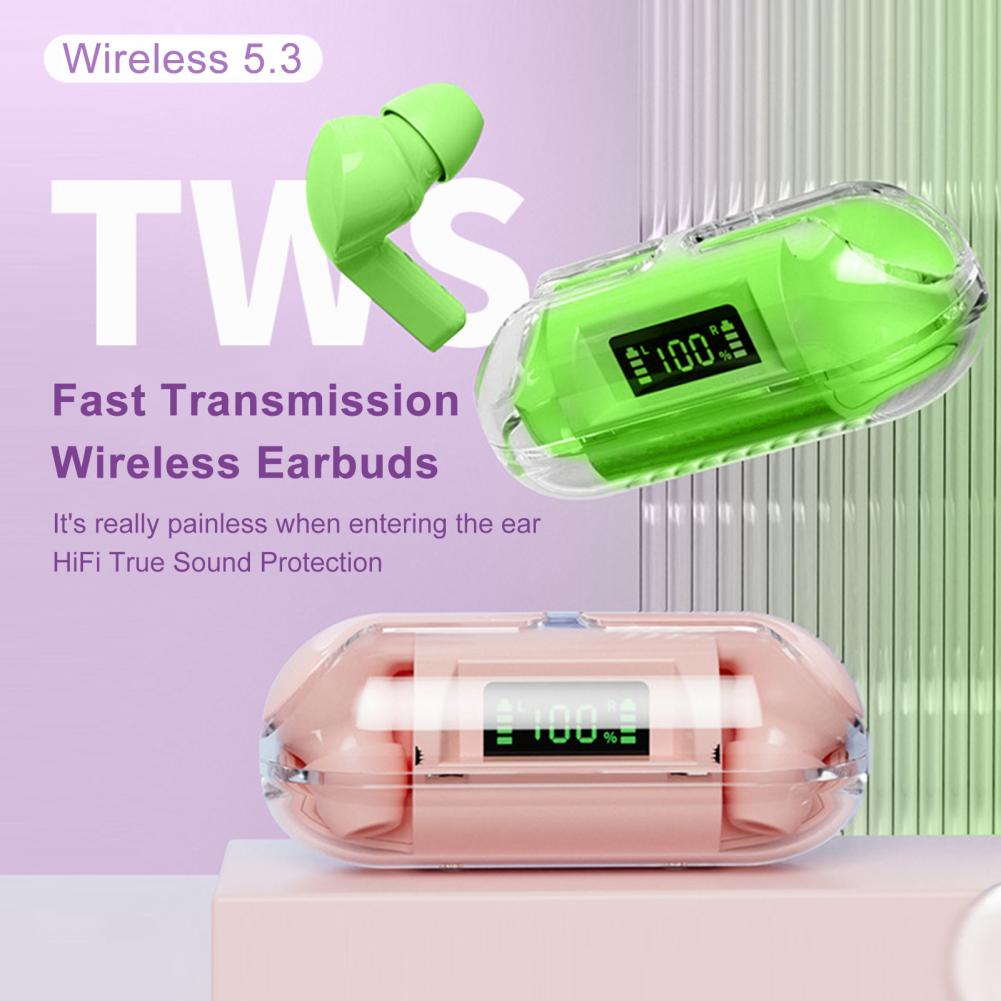 Stereo Sound Crystal Wireless Earbuds with ENC Noise Canceling - Tazeet.com