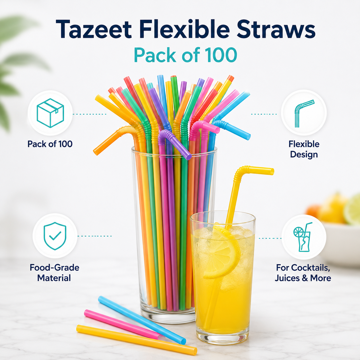 Flexible Drinking Straws Pack of 100 - product image 5