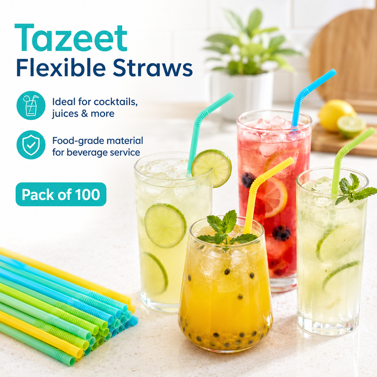 Flexible Drinking Straws Pack of 100 - product image 2