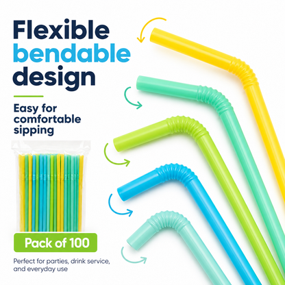 Flexible Drinking Straws Pack of 100 - product image 3