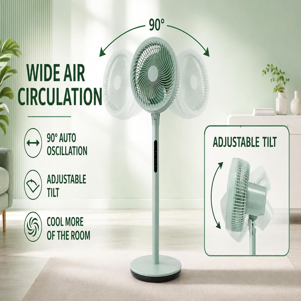 TAZEET pedestal fan for bedroom living room or office