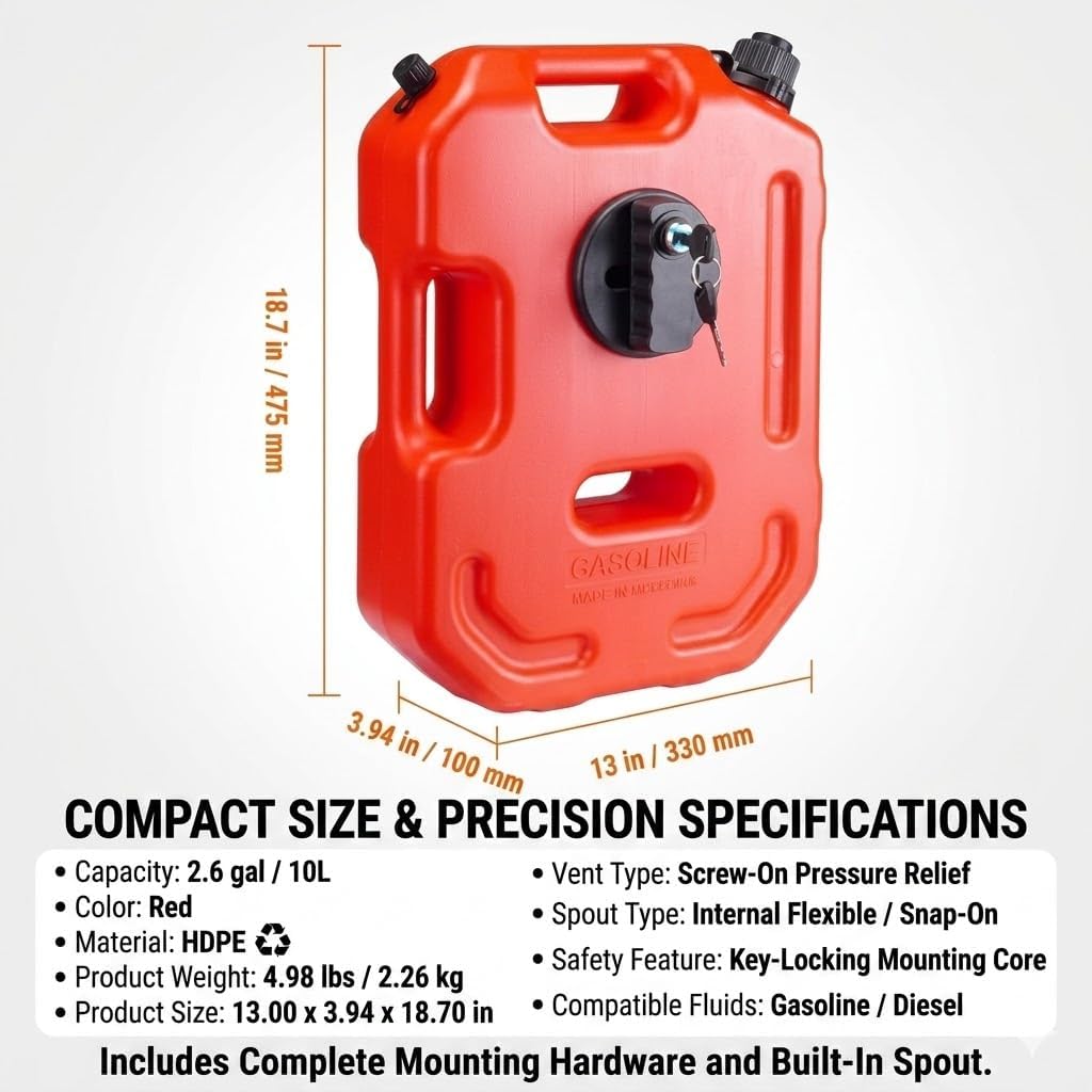 TAZEET 10 litre lockable portable fuel container and mounting bracket — gallery view 2