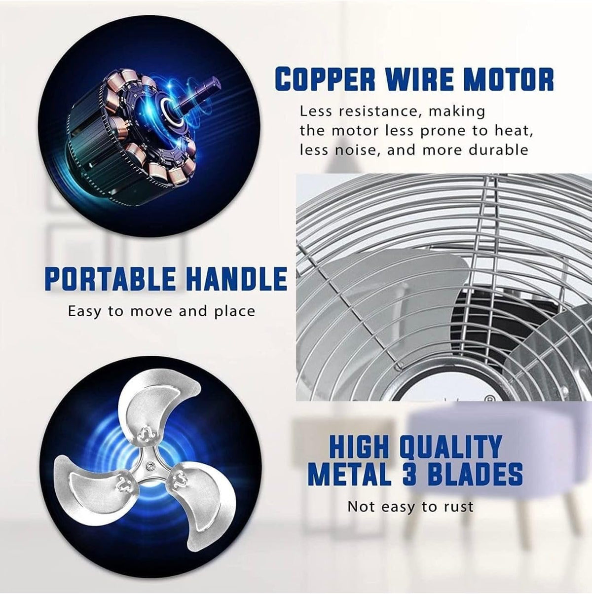 12-inch heavy-duty metal floor fan – gallery view 4