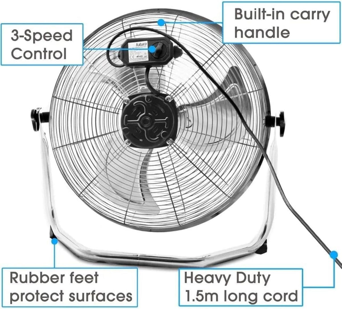 12-inch heavy-duty metal floor fan – gallery view 6