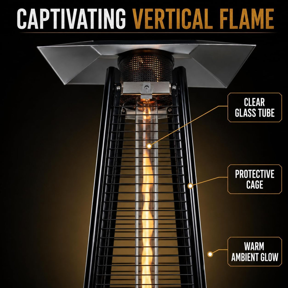 TAZEET black 13 kW pyramid outdoor gas patio heater — gallery view 5