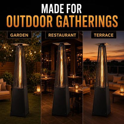 TAZEET black 13 kW pyramid outdoor gas patio heater — gallery view 7