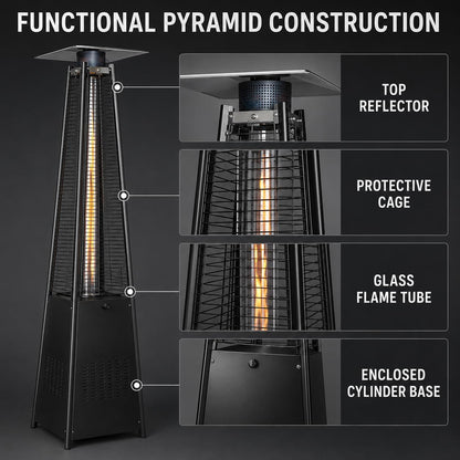 TAZEET black 13 kW pyramid outdoor gas patio heater — gallery view 8