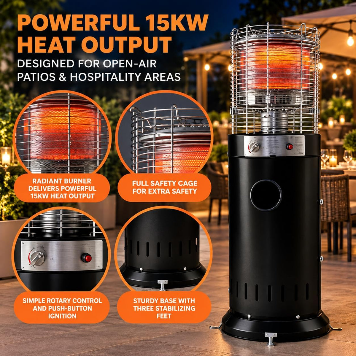 15kW outdoor gas patio heater – gallery view 3