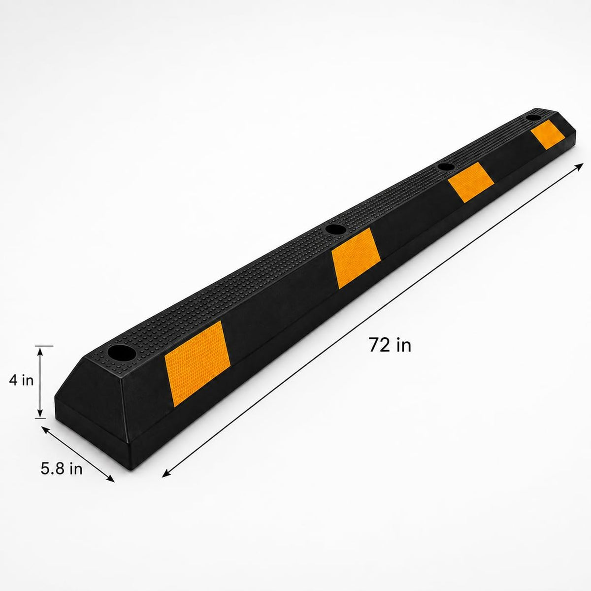 TAZEET 183 cm rubber parking wheel stop with yellow reflective markings — gallery view 2