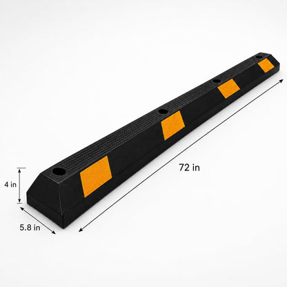 TAZEET 183 cm rubber parking wheel stop with yellow reflective markings — gallery view 2