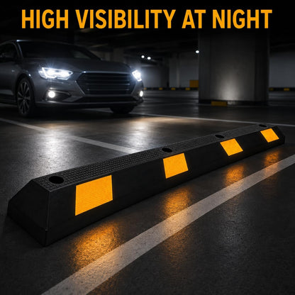 TAZEET 183 cm rubber parking wheel stop with yellow reflective markings — gallery view 6