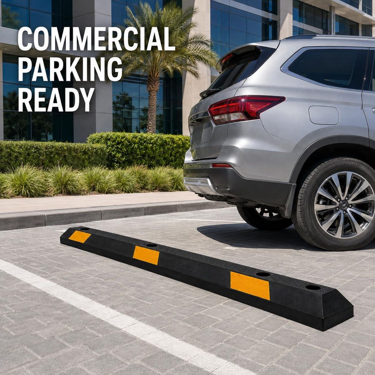 TAZEET 183 cm rubber parking wheel stop with yellow reflective markings — gallery view 8