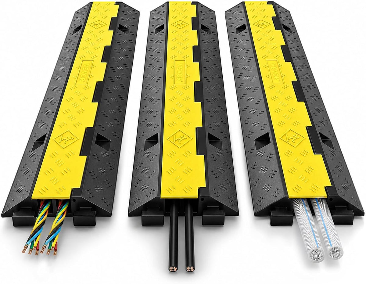 TAZEET three-pack two-channel rubber cable protector ramps — main product view