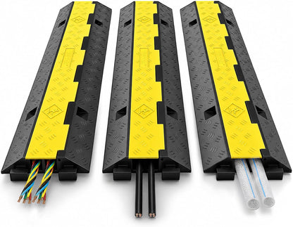 TAZEET three-pack two-channel rubber cable protector ramps — main product view