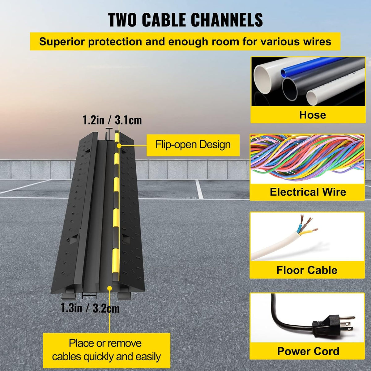 TAZEET three-pack two-channel rubber cable protector ramps — gallery view 3