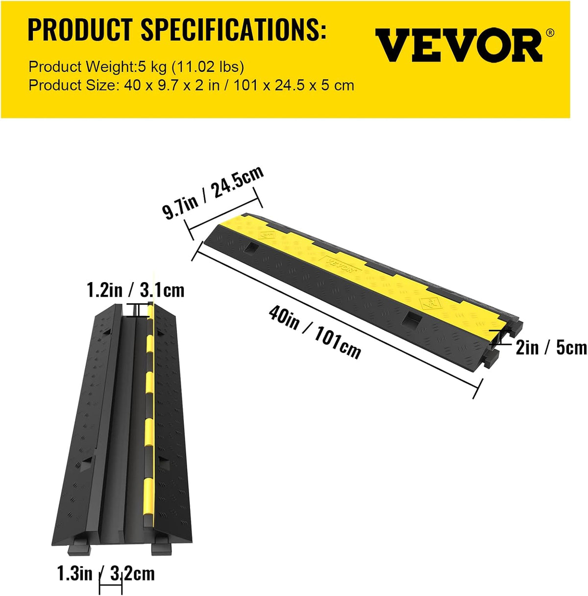 TAZEET three-pack two-channel rubber cable protector ramps — gallery view 7