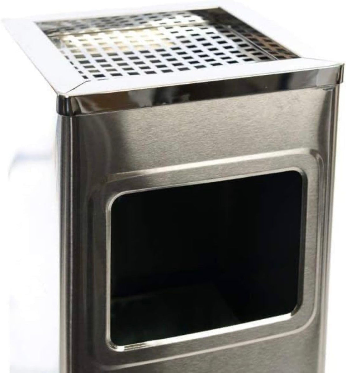 TAZEET stainless steel commercial dustbin at a facility entrance