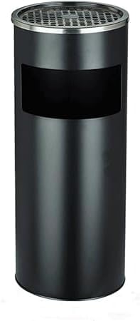TAZEET 30 L commercial round dustbin in black and stainless finish