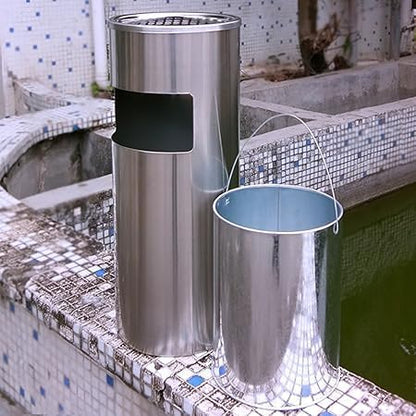 TAZEET stainless steel round dustbin with removable inner container