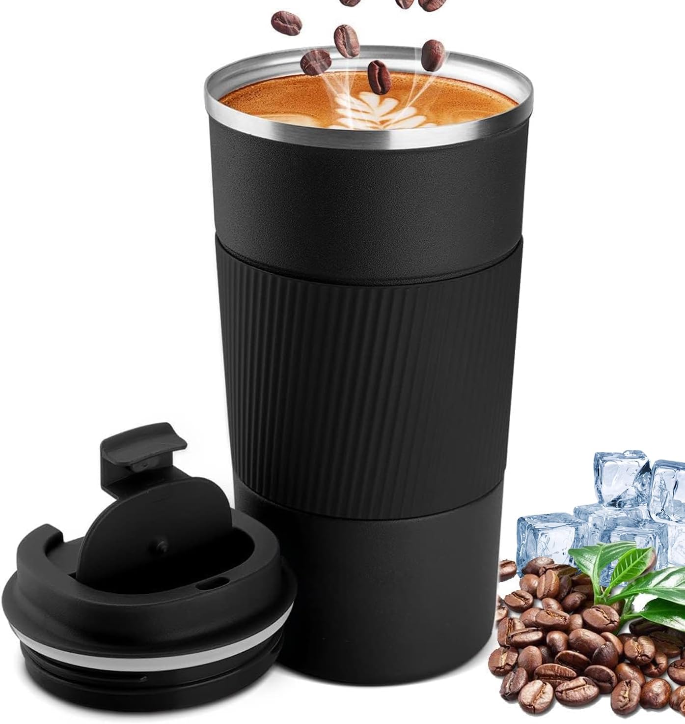 380ml Vacuum Insulated Stainless Steel Coffee Cup – Hot & Cold Travel Mug with Flip Lid