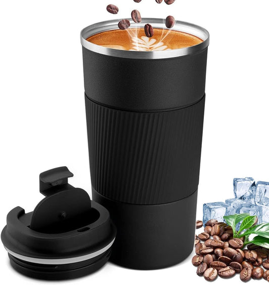380ml Vacuum Insulated Stainless Steel Coffee Cup – Hot & Cold Travel Mug with Flip Lid