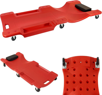 TAZEET red 40-inch mechanic creeper board with padded headrest — main product view