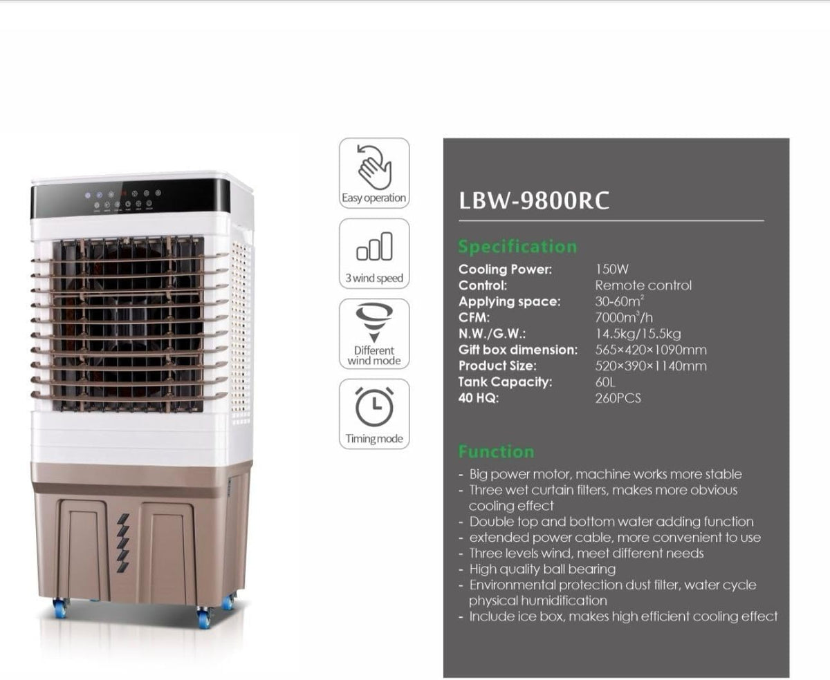 TAZEET 60 litre portable evaporative air cooler — gallery view 2