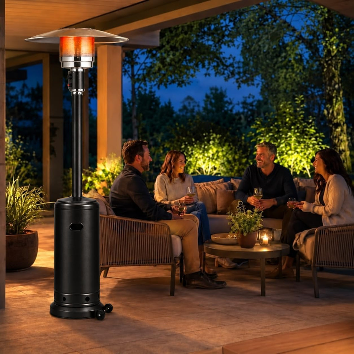 Black 87-inch gas patio heater – gallery view 2