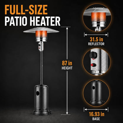 Black 87-inch gas patio heater – gallery view 3