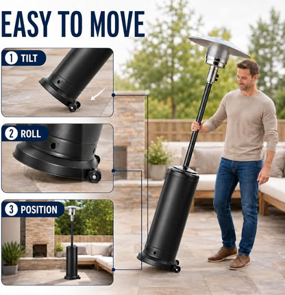 Black 87-inch gas patio heater – gallery view 7