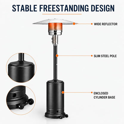 Black 87-inch gas patio heater – gallery view 8