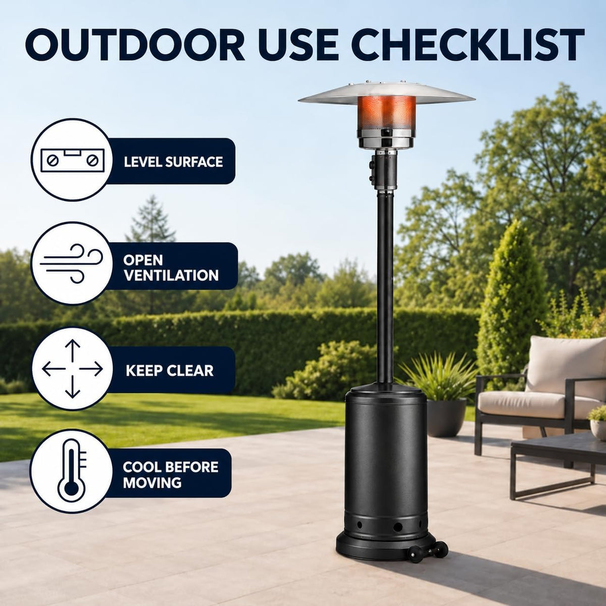 Black 87-inch gas patio heater – gallery view 9