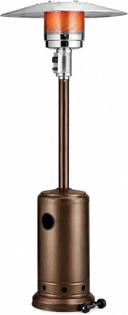 Bronze 87-inch gas patio heater with wide reflector