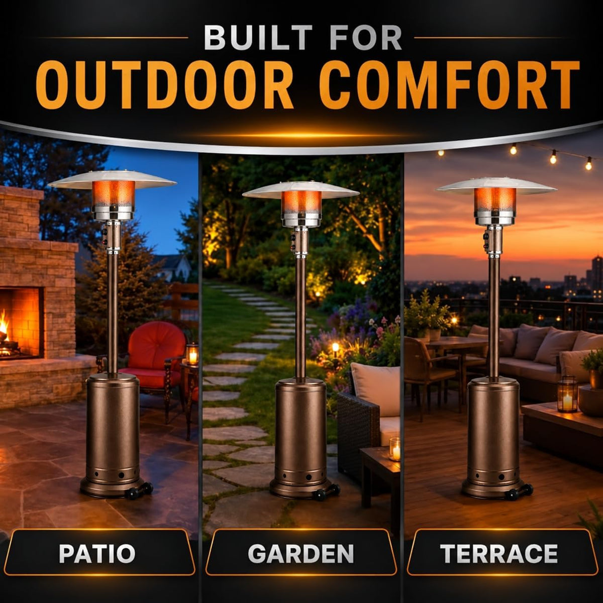 Bronze 87-inch gas patio heater – gallery view 4