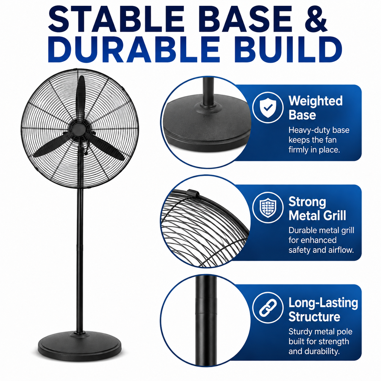 TAZEET industrial stand fan with adjustable height for large spaces