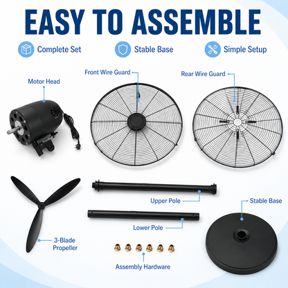 TAZEET aluminum blade stand fan for commercial air circulation
