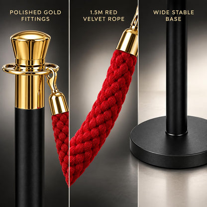 Black and gold queue barrier stanchion – gallery view 4