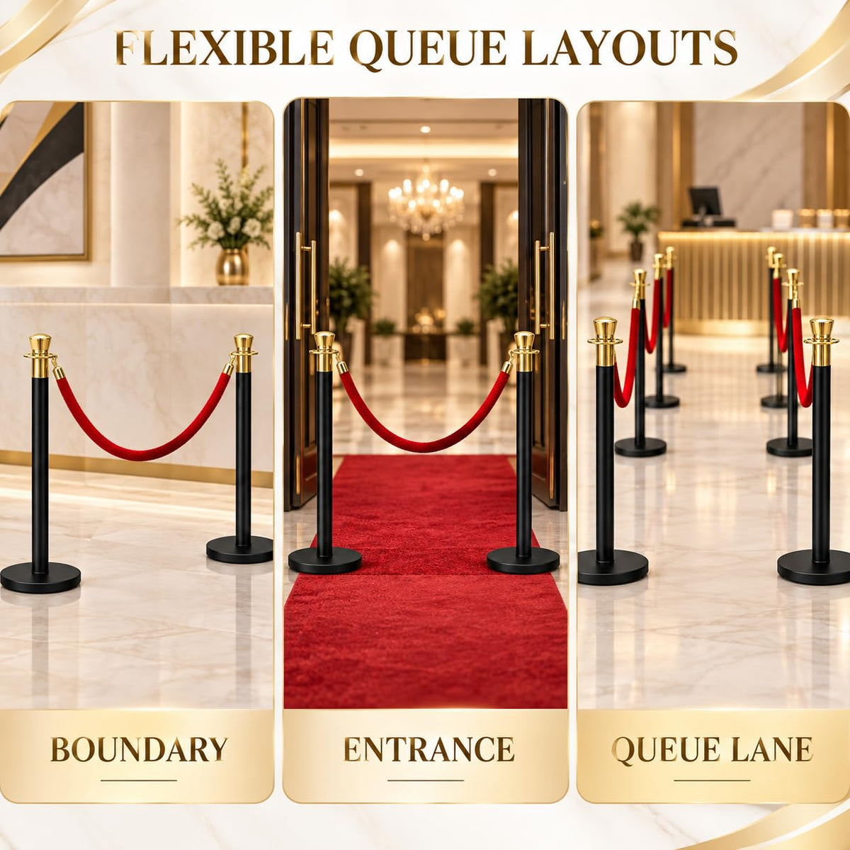 Black and gold queue barrier stanchion – gallery view 8