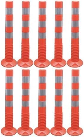 TAZEET flexible orange delineator posts with reflective bands 10 pack