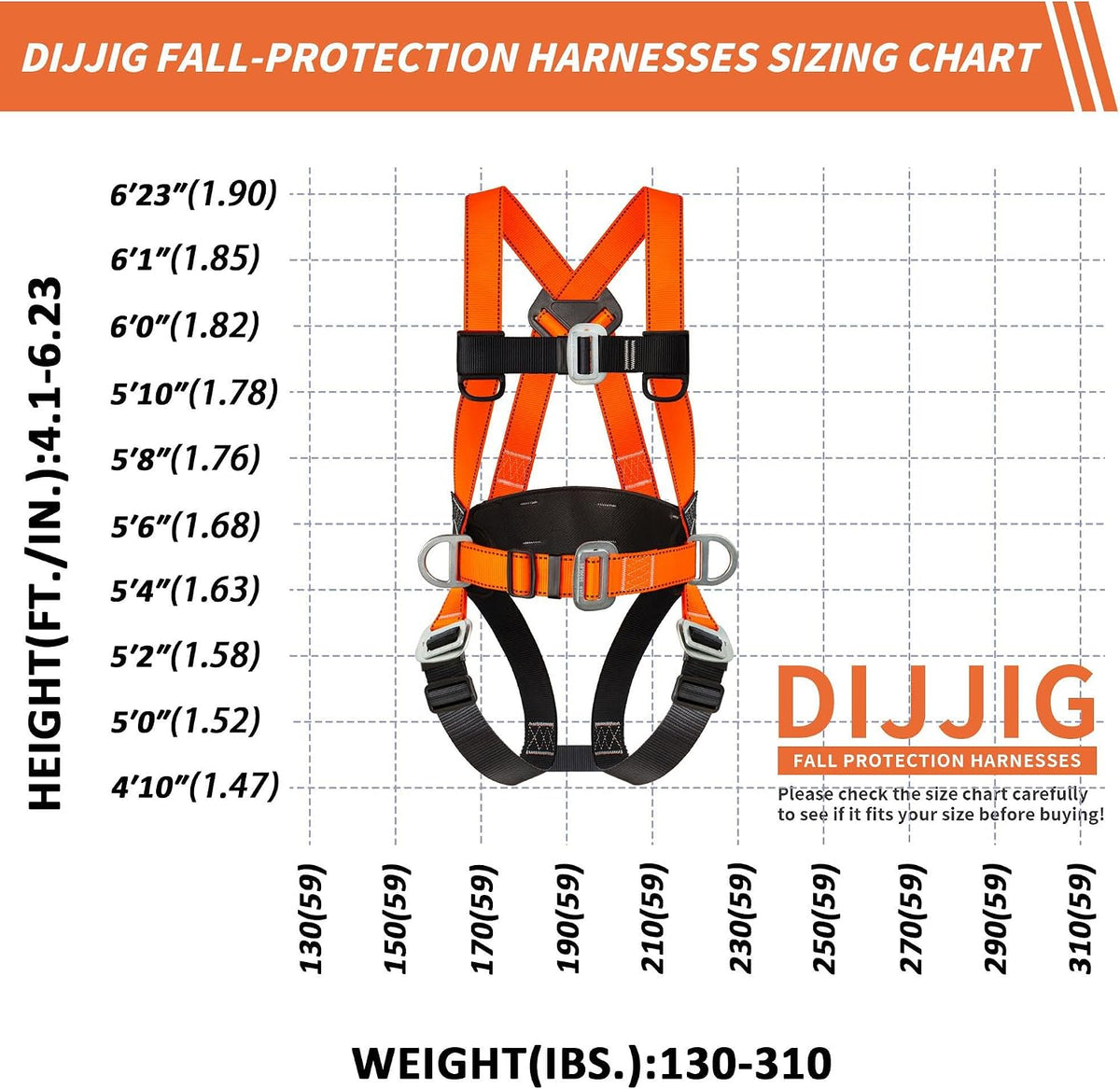 Orange full-body safety harness – gallery view 3