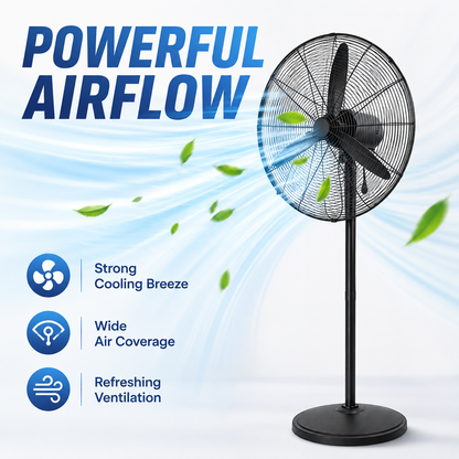 TAZEET industrial pedestal fan with stable floor base