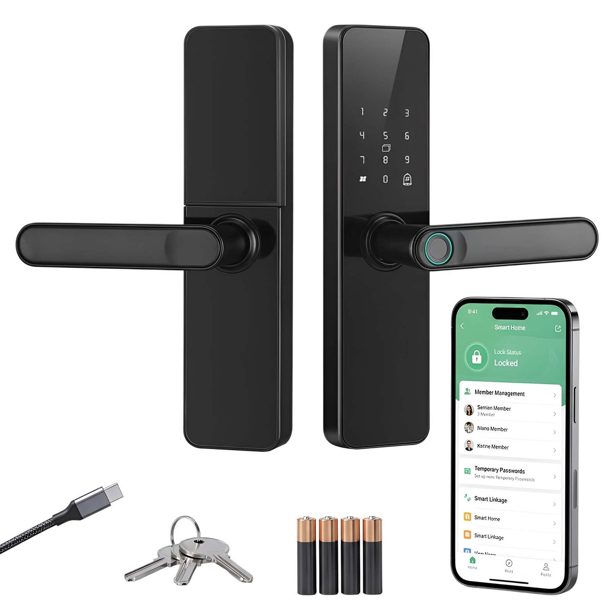 TAZEET JP-S2 Wi-Fi biometric smart door lock – image 1