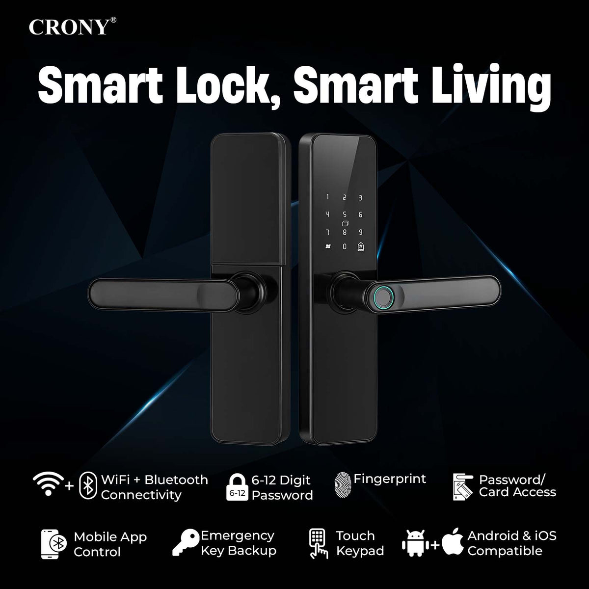 TAZEET JP-S2 Wi-Fi biometric smart door lock – image 5