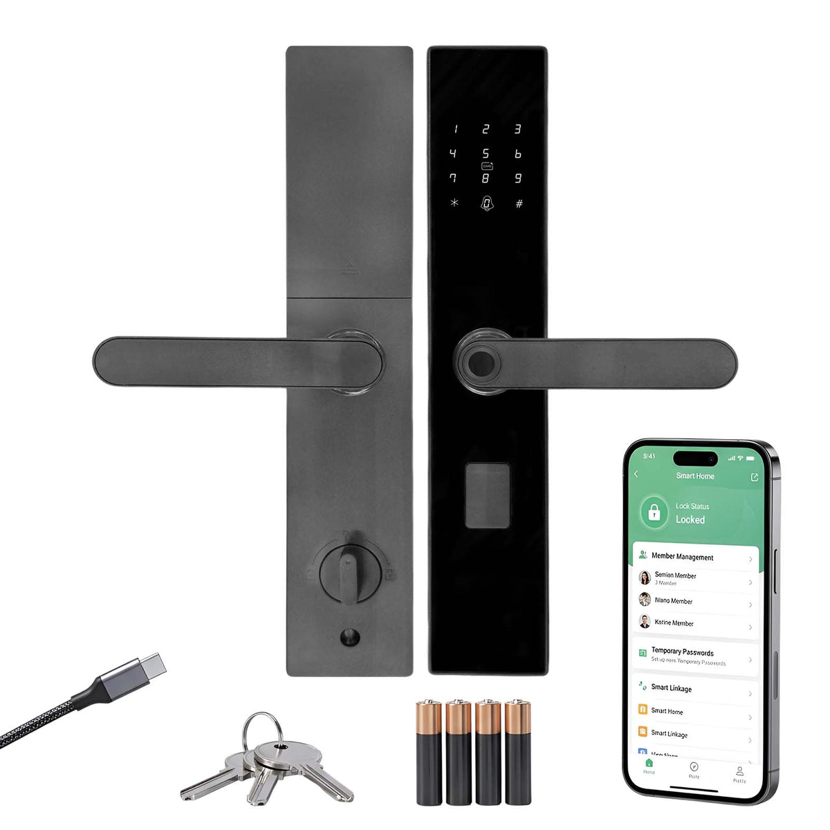 TAZEET MJ-18 Wi-Fi biometric smart door lock – image 1