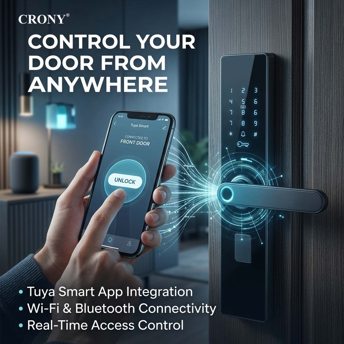 TAZEET MJ-18 Wi-Fi biometric smart door lock – image 2