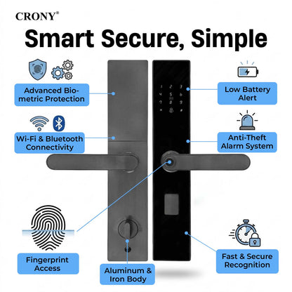 TAZEET MJ-18 Wi-Fi biometric smart door lock – image 4