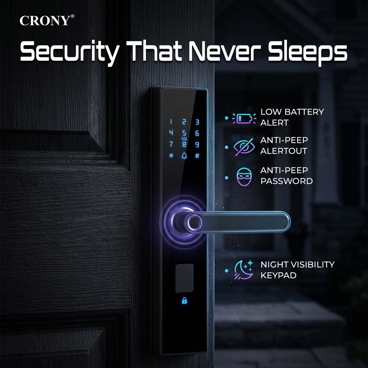 TAZEET MJ-18 Wi-Fi biometric smart door lock – image 6