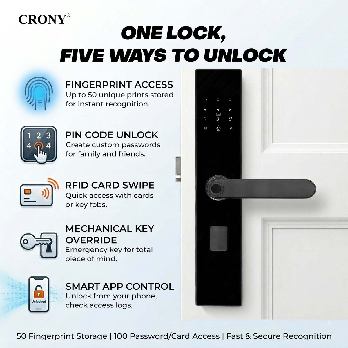TAZEET MJ-18 Wi-Fi biometric smart door lock – image 7